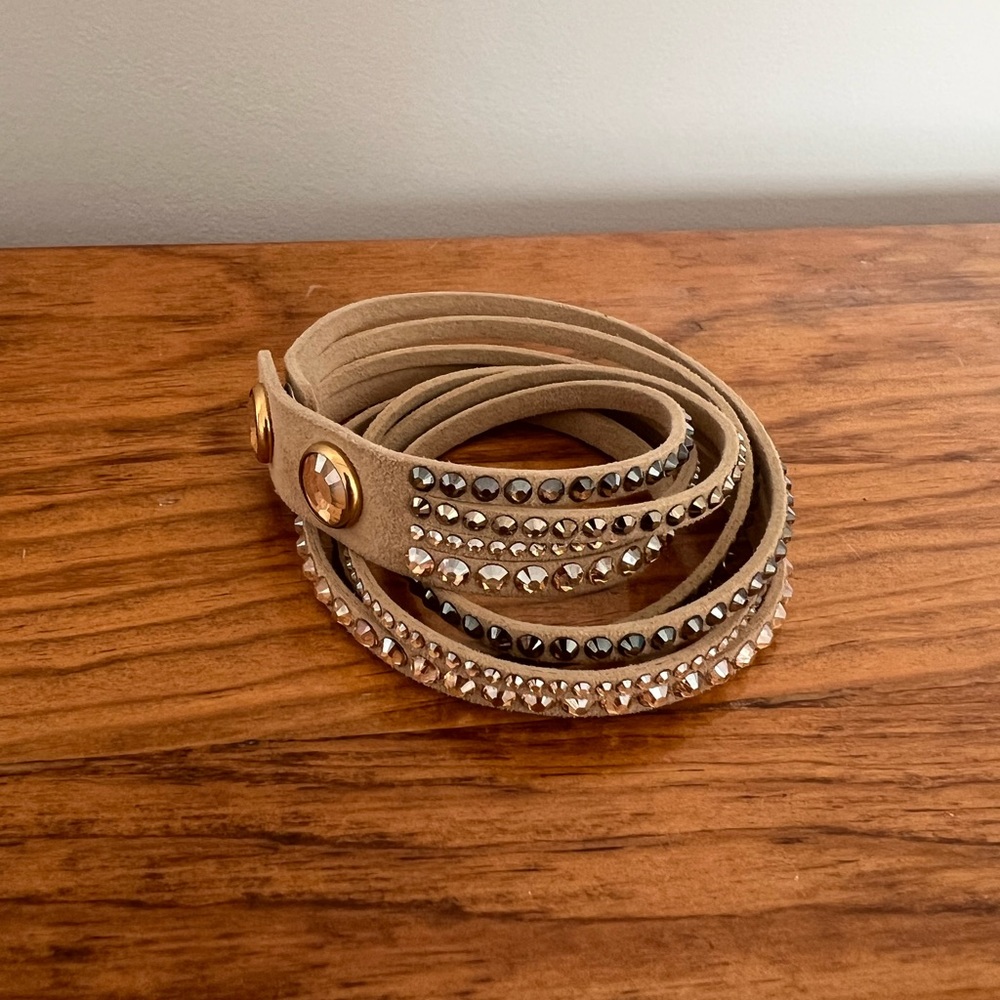 Swarovski Crystal leather wrap around bracelet